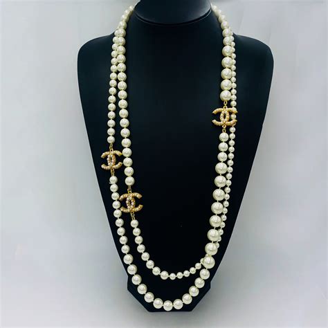 vintage chanel pearl necklace|chanel classic long pearl necklace.